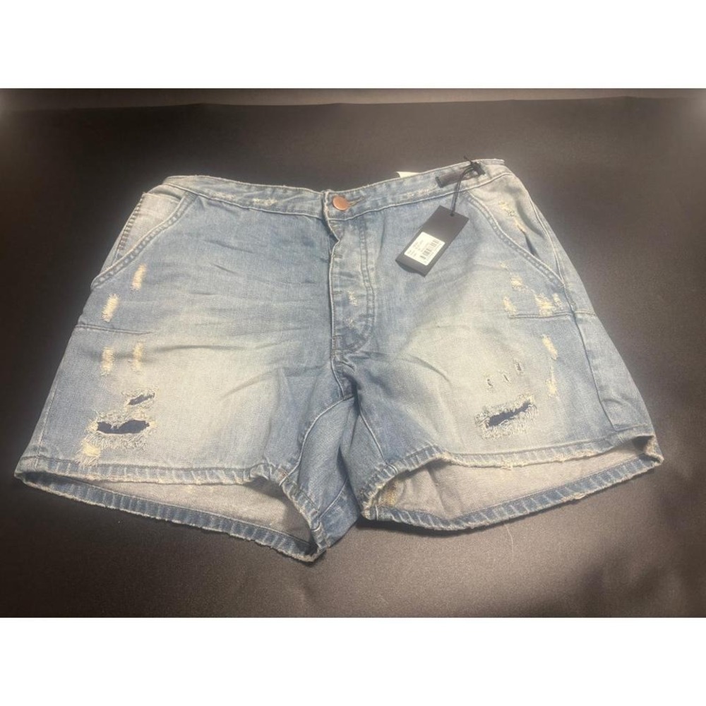 Man X One Teaspoon‎ NEW Distressed Mr Blonde Denim Shorts Blue Jack Size 28 - Picture 3 of 8
